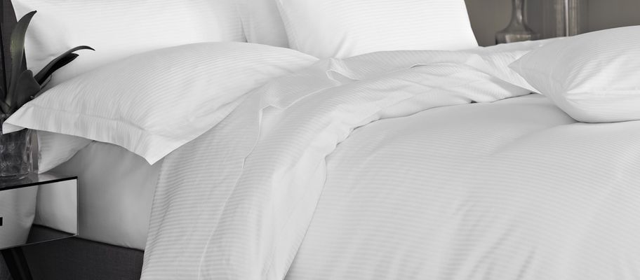 White satin stripe bedding