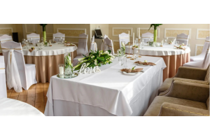 Wedding venue with decorated tables