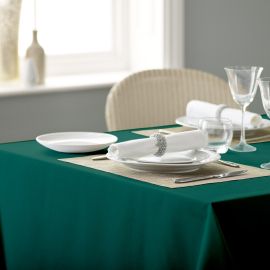 V Polyester Plain Tablecloths-Dark Green-137 x 228cm