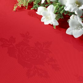 V Polyester Rose Tablecloth-Red-137 x 274cm