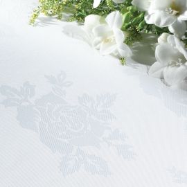 V Polyester Rose White Table Runner - 33 x 178cm