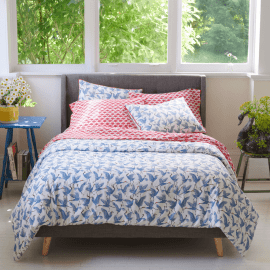 Novogratz By Utica Family of Cranes/Long Stem Red Lotus Bedding Set