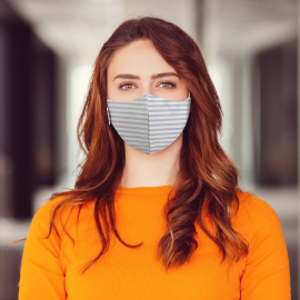 Martex Health Reusable Striped 3-Ply Face Mask With Antimicrobial Technology (10 Pack)