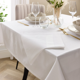 V Cotton White Satin Band Tablecloth