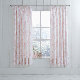 Charlotte Thomas Amelie Pencil Pleat Pink Curtain & Tiebacks (Pair)