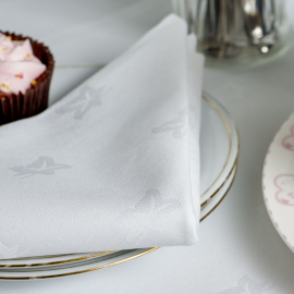 V Cotton Ivy Leaf White Napkin