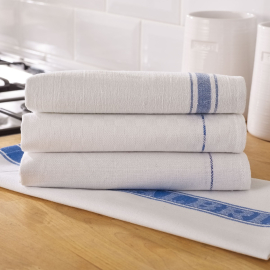 VE Striped Blue Border Waiters Cloth