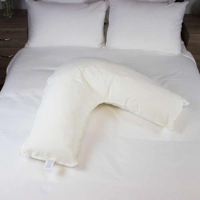 V Shaped Polycotton Pillowcase Only for Orthopaedic Support Pillow White