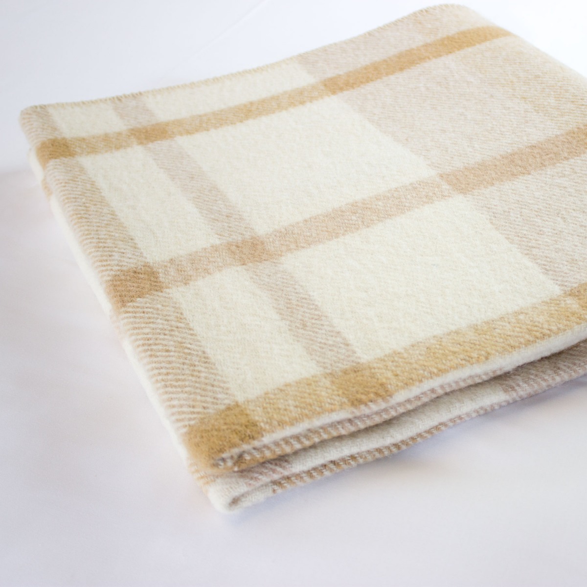 VE 100% Natural Wool Flame Retardant Check Blanket | Vision Linens