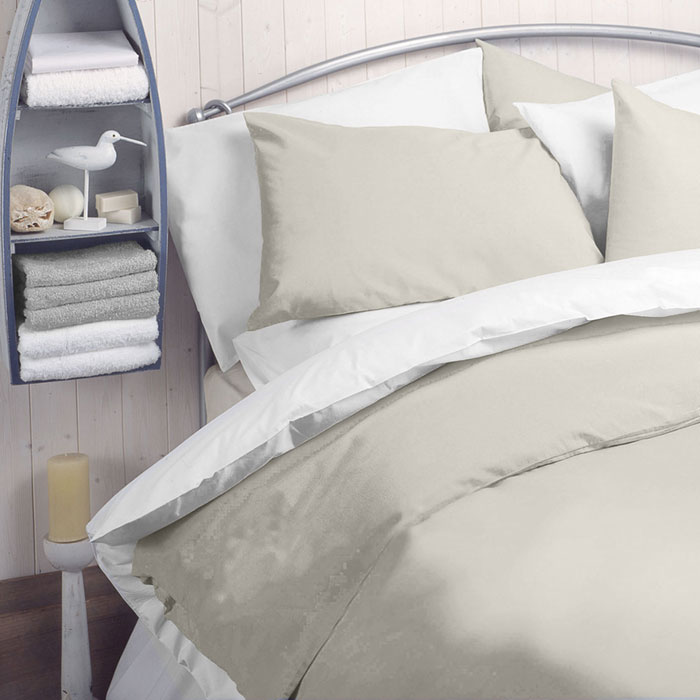 Cream Polycotton Single Duvet Cover Envelope End