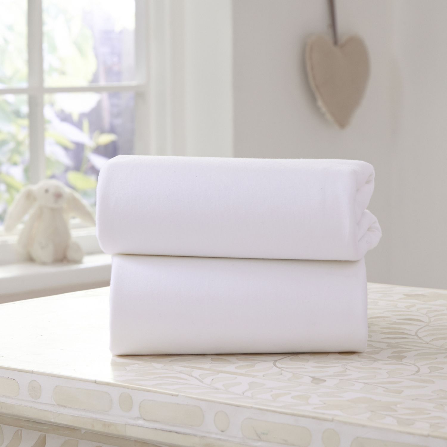 Clair De Lune 100% Cotton Travel Cot Fitted Sheet Twin Pack – White Or Grey