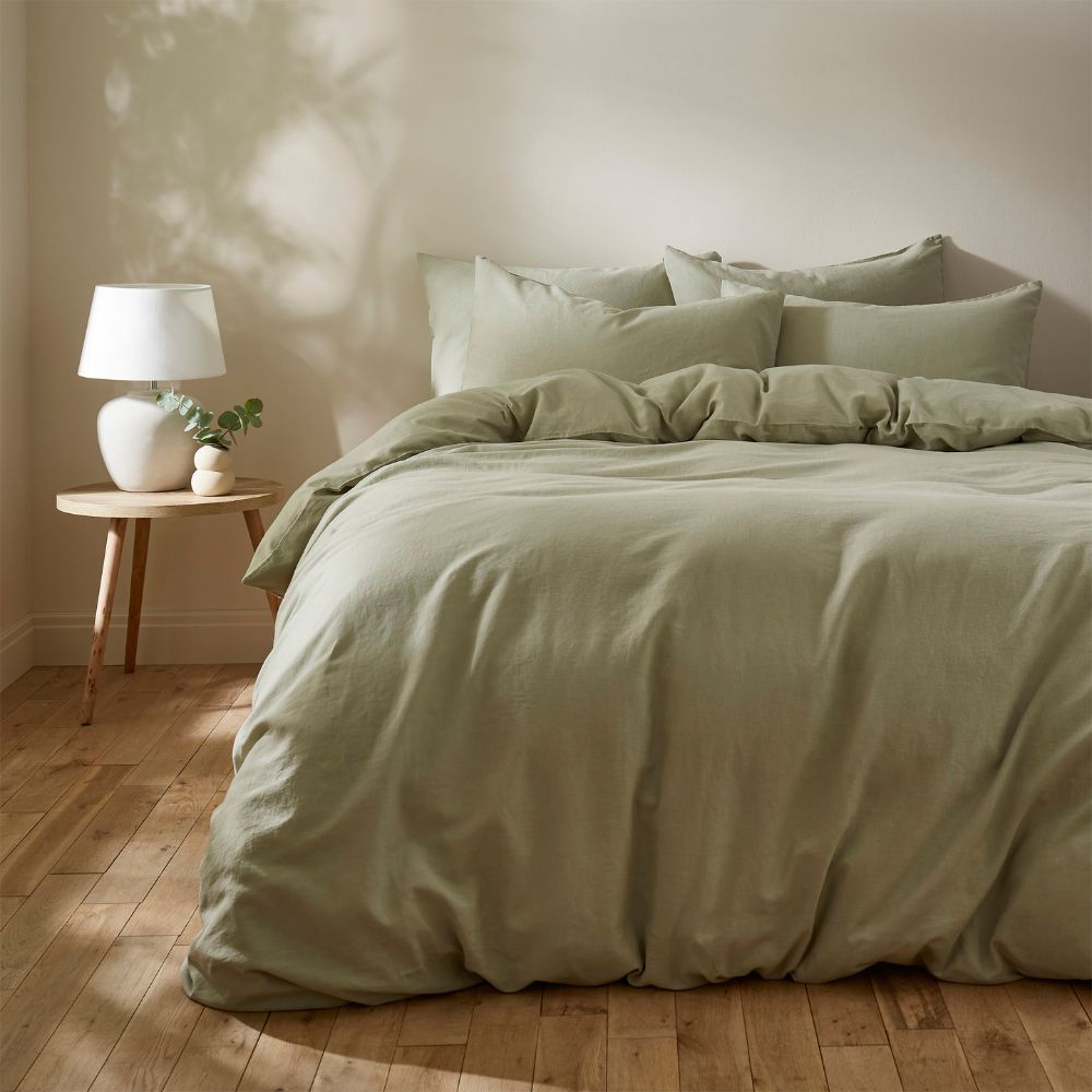 Martex Touch of Linen Duvet Cover Set - Pistachio Green - Super King - 260 x 220cm