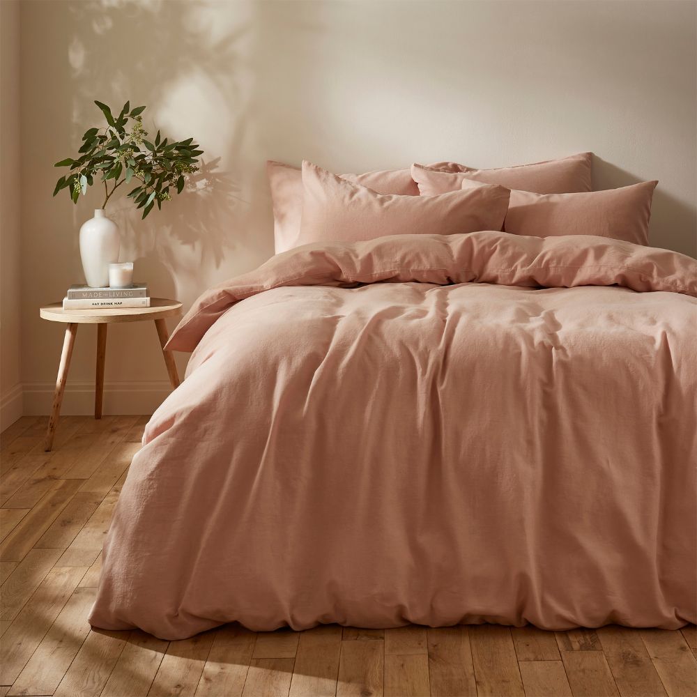 Martex Touch of Linen Duvet Cover Set - Seashell Pink - Single - 135 x 200cm
