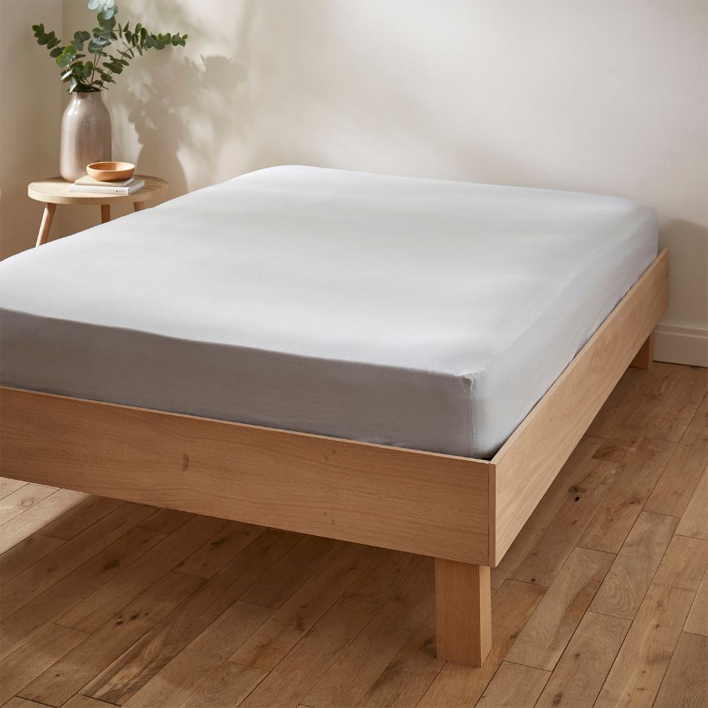 Martex Touch of Linen Fitted Sheet - Ice Blue - Super King - 180 x 200cm