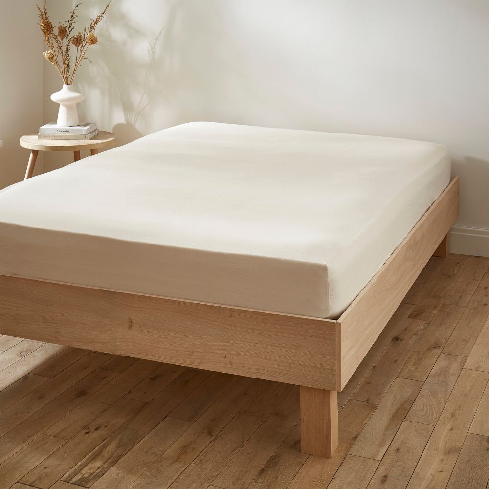 Martex Touch of Linen Fitted Sheet - Creamy Almond - Single - 90 x 190cm