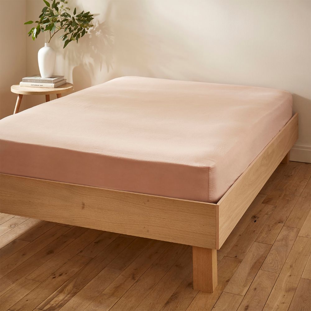 Martex Touch of Linen Fitted Sheet - Seashell Pink - Double - 135 x 190cm