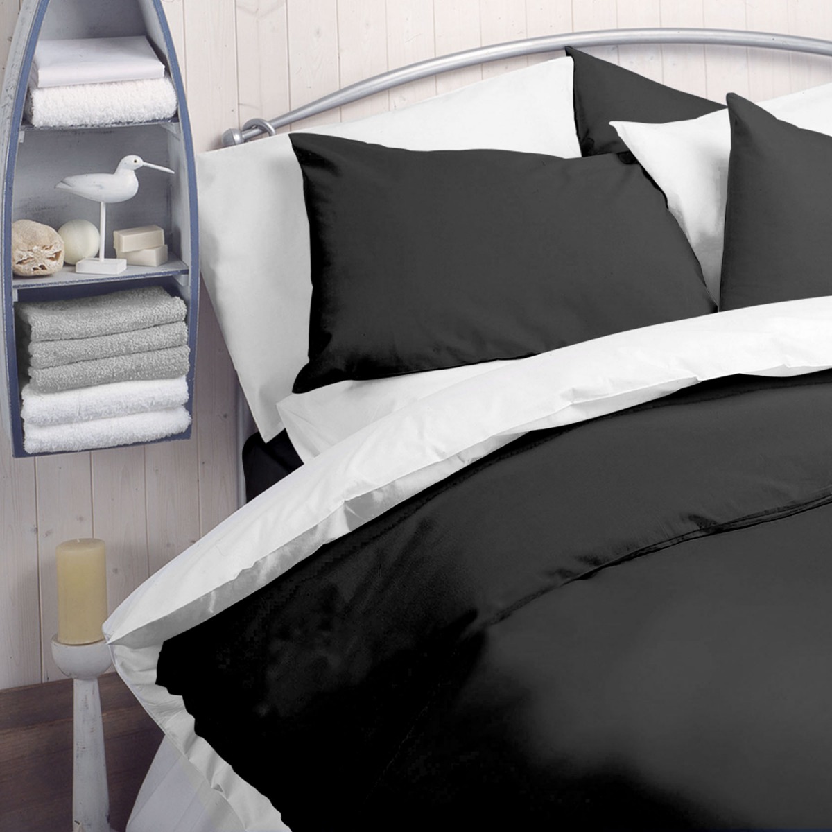Jet Black Coloured Single Polycotton Duvet Cover 144TC