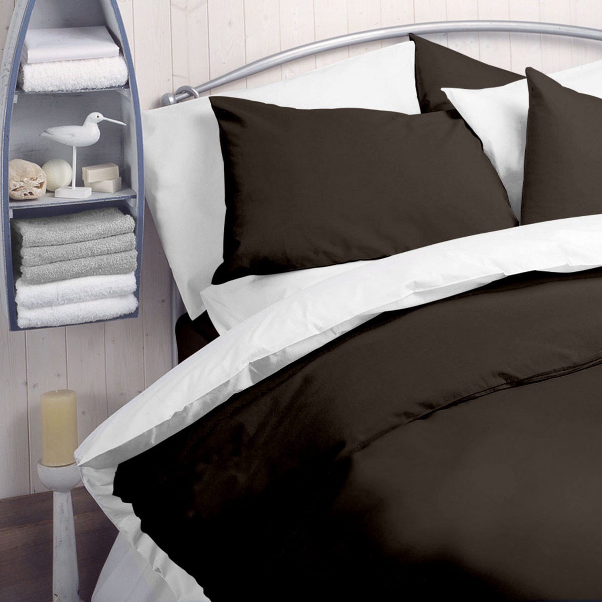 Chocolate Coloured Super King Polycotton Duvet Cover 144TC