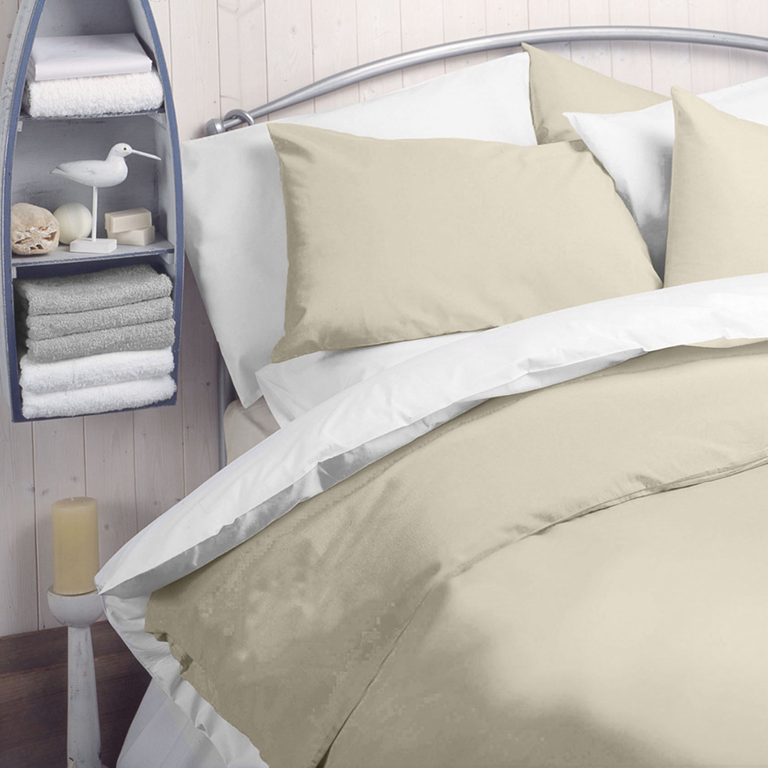 Cream Coloured Double Polycotton Duvet Cover 144TC