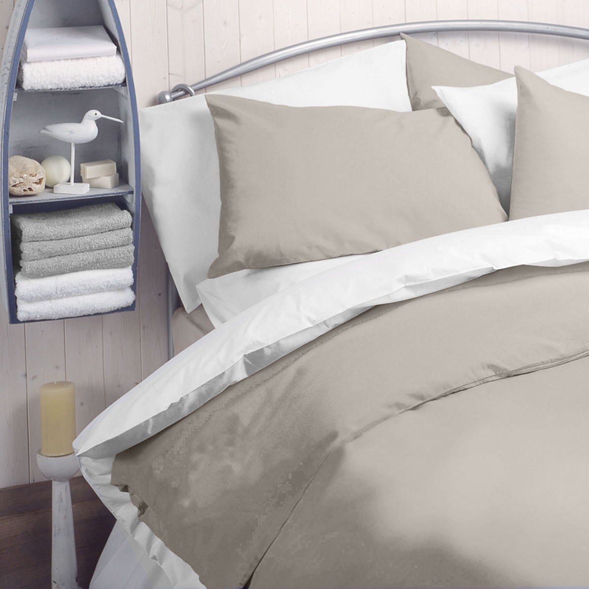 Stone Coloured Single Polycotton Duvet Cover 144TC