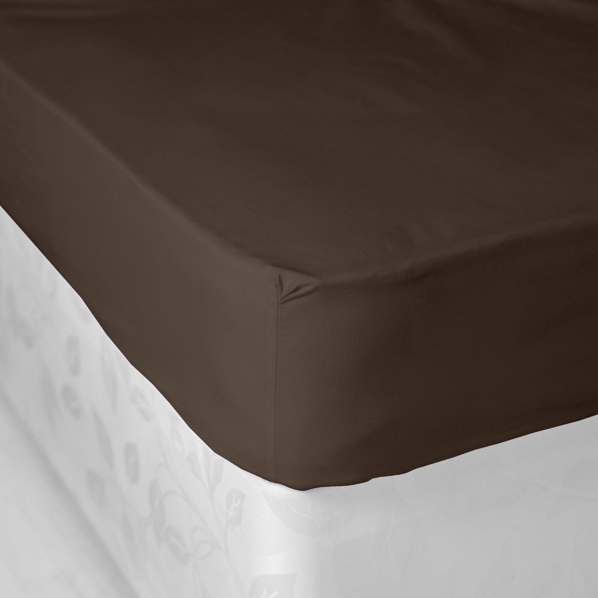 Double Polycotton Chocolate Coloured Fitted Sheet 144TC