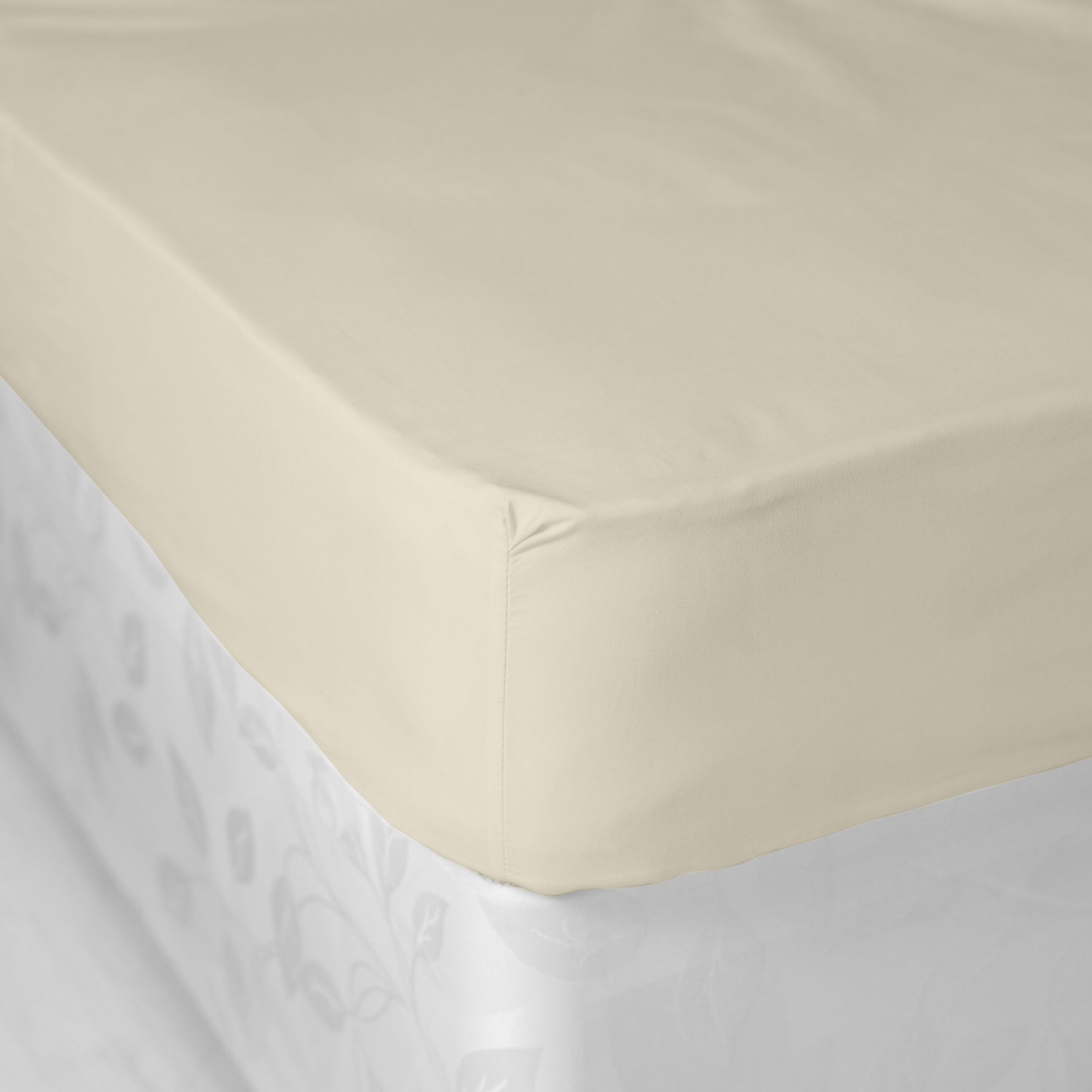 King Polycotton Cream Coloured Fitted Sheet 144TC