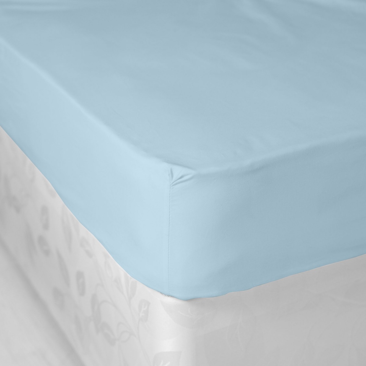 Double Polycotton Light Blue Coloured Fitted Sheet 144TC