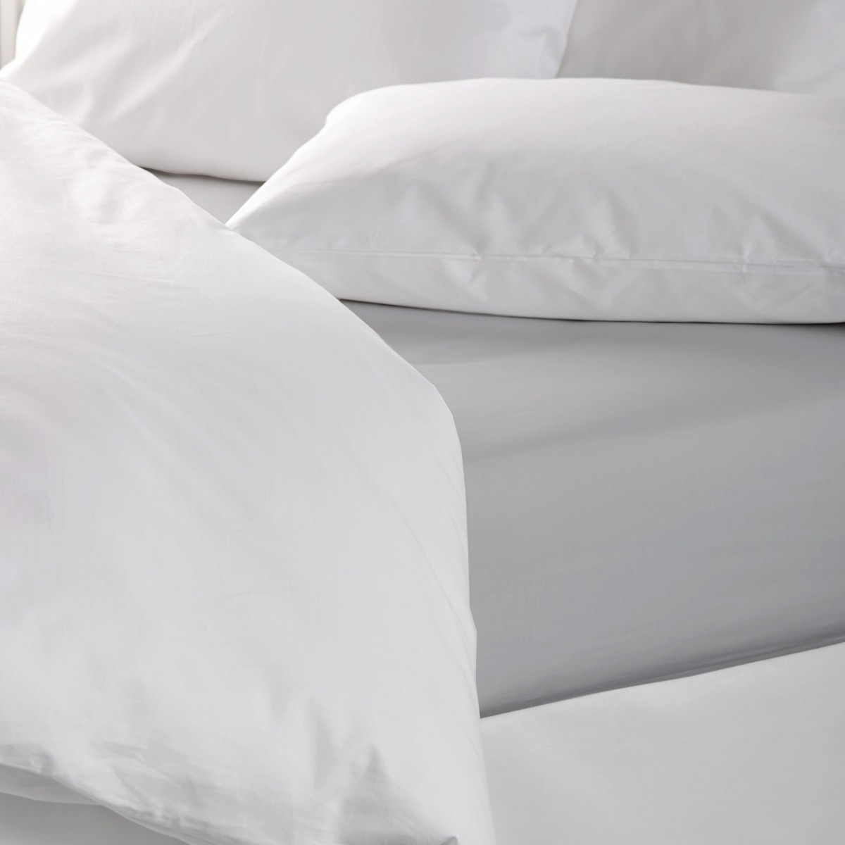 144 Thread Count Single Size Grey Coloured Polycotton Flat Sheet