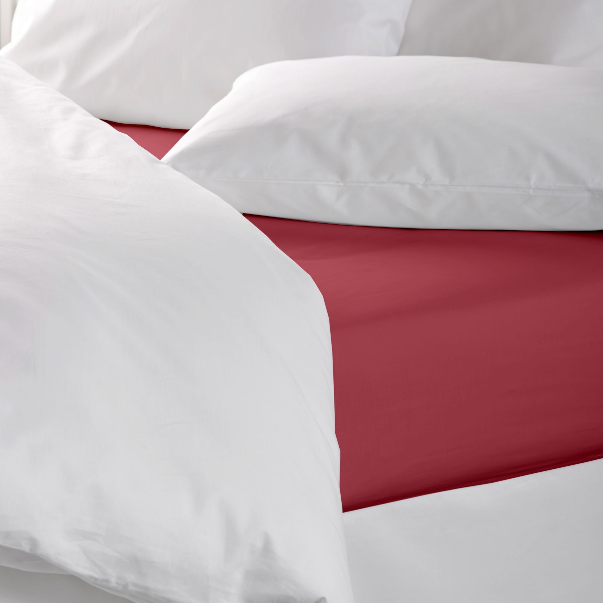 144 Thread Count Double Size Raspberry Polycotton Flat Sheet