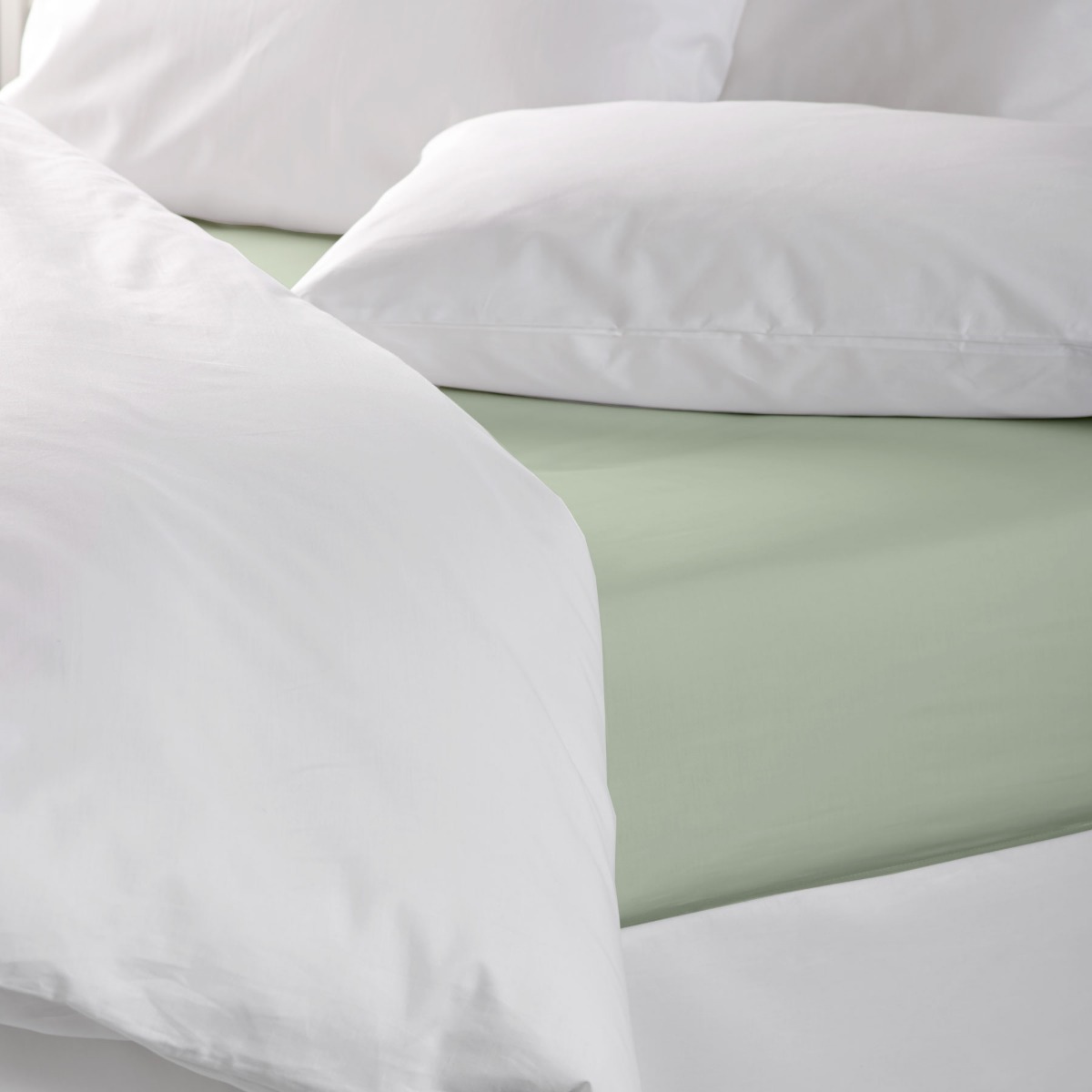 Sage Green Single Coloured Polycotton Flat Sheet 144 Thread Count