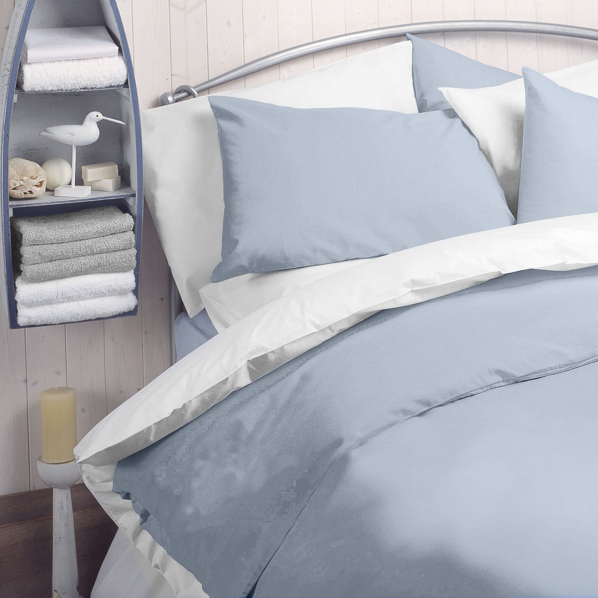 Light Blue Coloured Polycotton Pillowcase