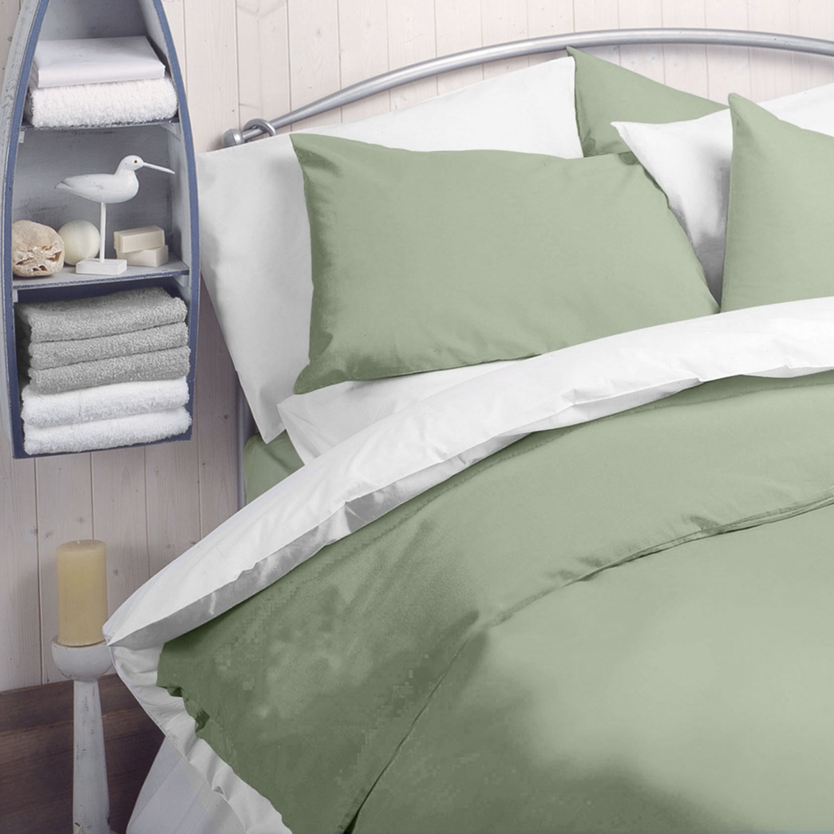 Sage Green Coloured Polycotton Pillowcase