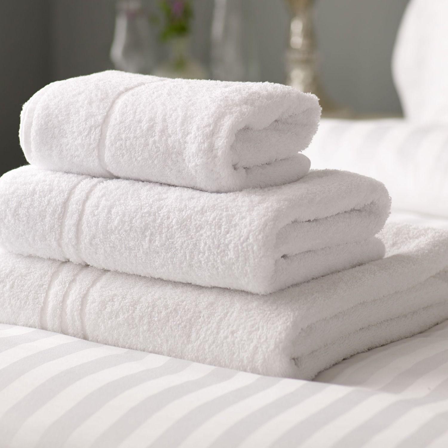 SET OF 6 NEW WHITE HOSPITALITY 100% COTTON THICK HOTEL QUALITY BATH TOWEL