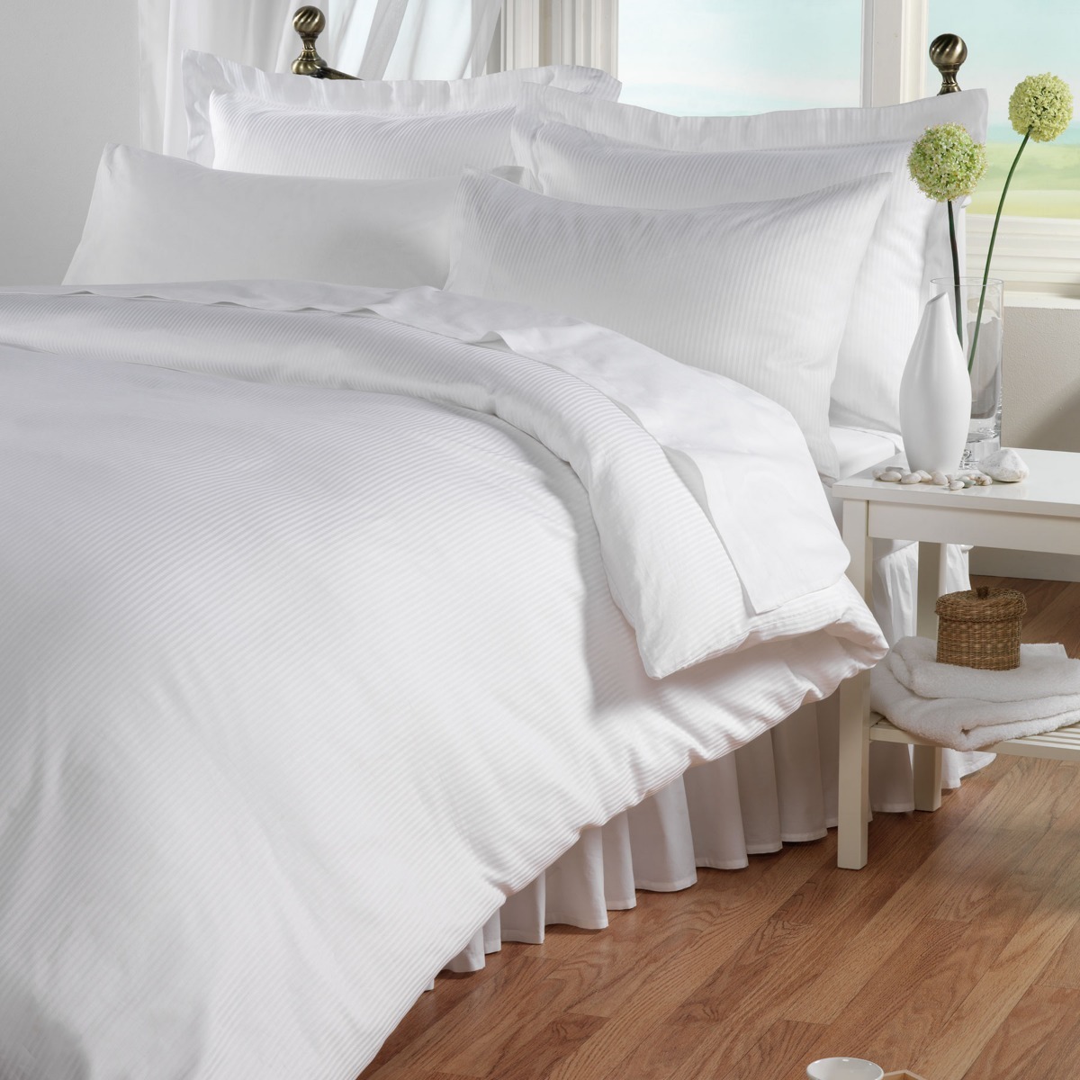 Vision V Satin Stripe Single 100% Cotton Duvet Cover 300TC