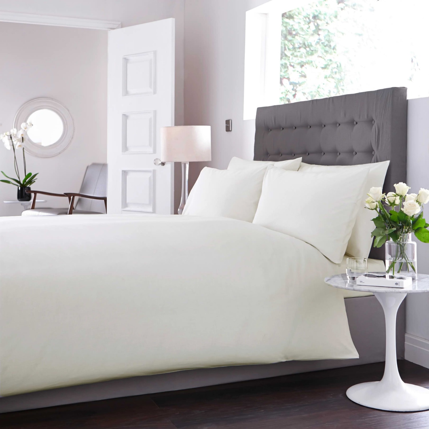 Charlotte Thomas Sestina Cotton Duvet Cover - Ivory - Super King 250 x 218cm