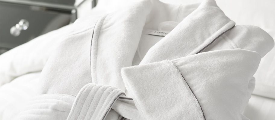 Piped Terry Towelling Velour Bathrobe