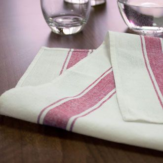 Glass cloths next to drinking glasses