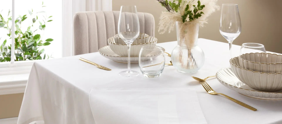 White satin band tablecloth