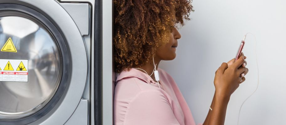 Woman Waiting For Washing